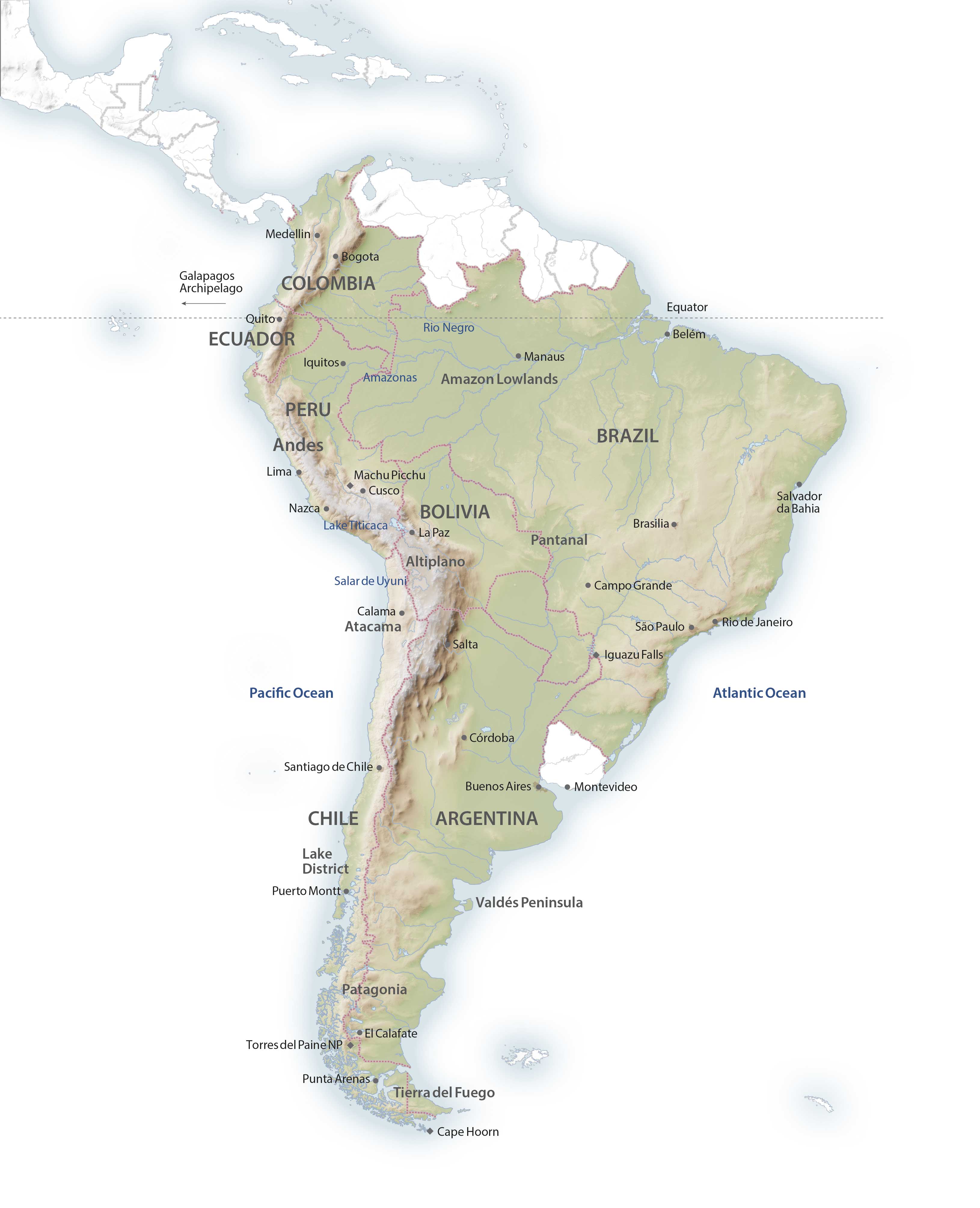 Südamerika Länderübersichtskarte